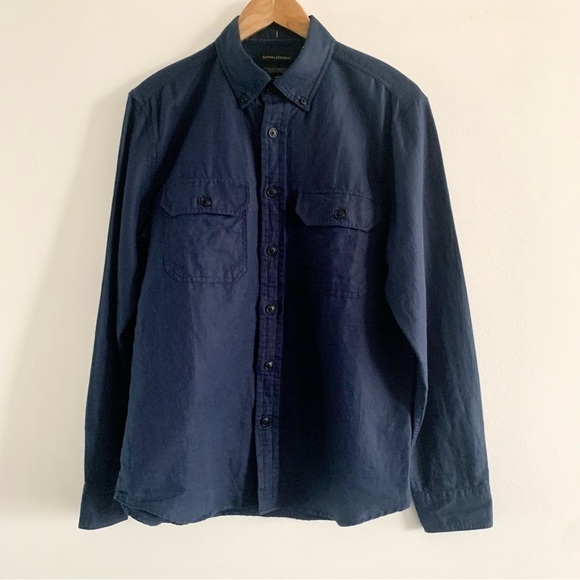 Banana REPUBLIC Heritage Expedition Utility Linen Cotton Blend Shirt Casual Navy - Picture 4 of 15